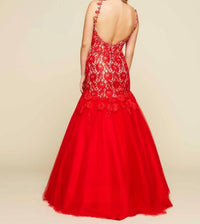 Mac Duggal - Trumpet Ball Gown with Lace