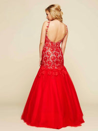 Mac Duggal - Trumpet Ball Gown with Lace