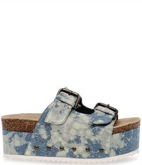 STEVE MADDEN Women's Kali Sandals in denim - women's sandal - detail view