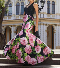 Paparazzi By Mori Lee - Floral Print Beaded Lace Mermaid Prom Dress