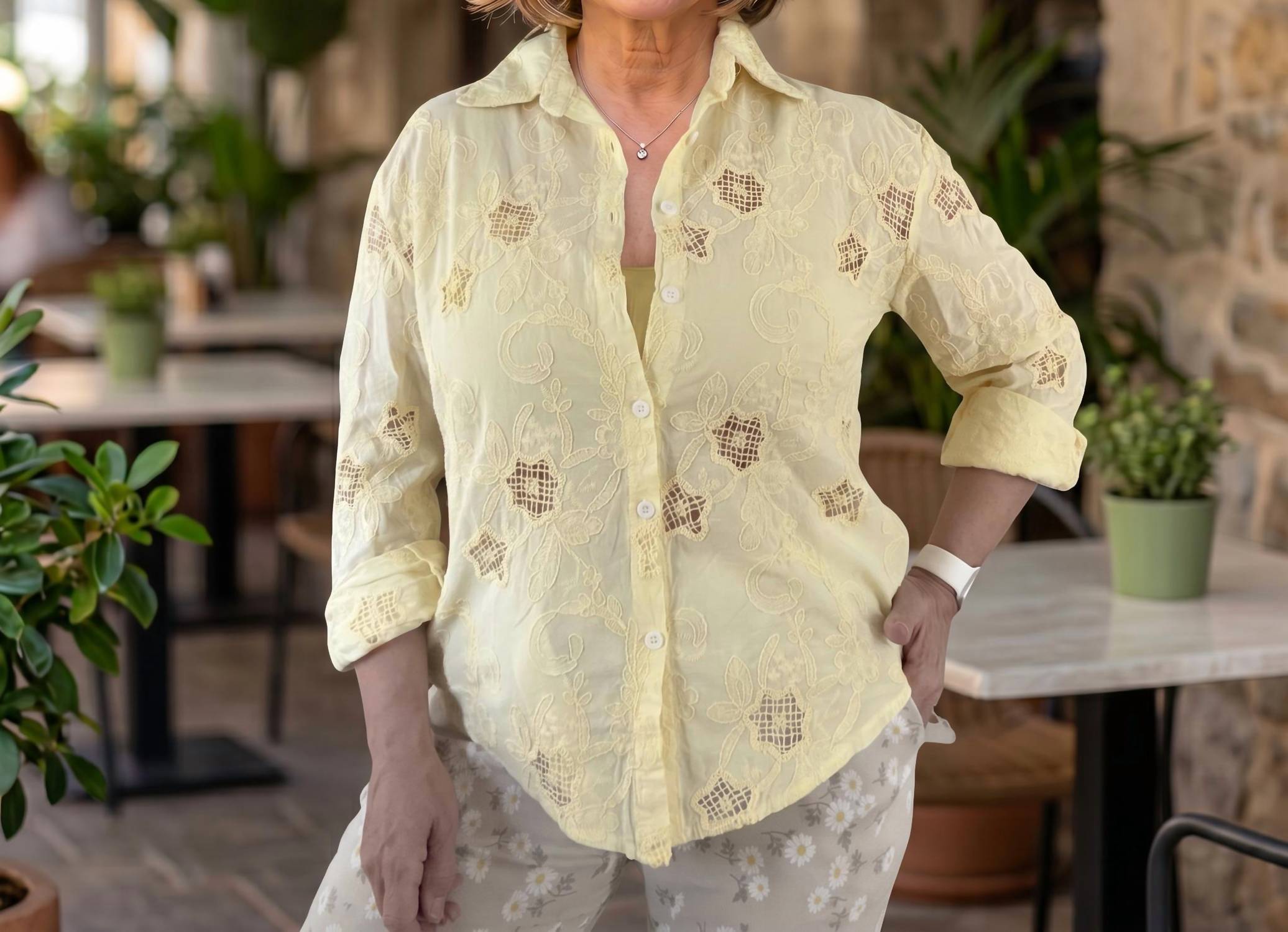 Made in Italy The Bella Buttercup Shirt in italy the bella buttercup shirt in yellow - women's shirt