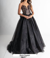 Rachel Allan - Cheetah Print Strapless Prom Gown