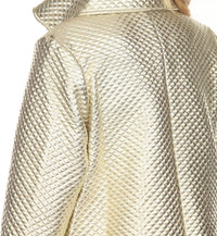 Samuel Dong - Metallic Textured Zip-up A-line Coat Jacket