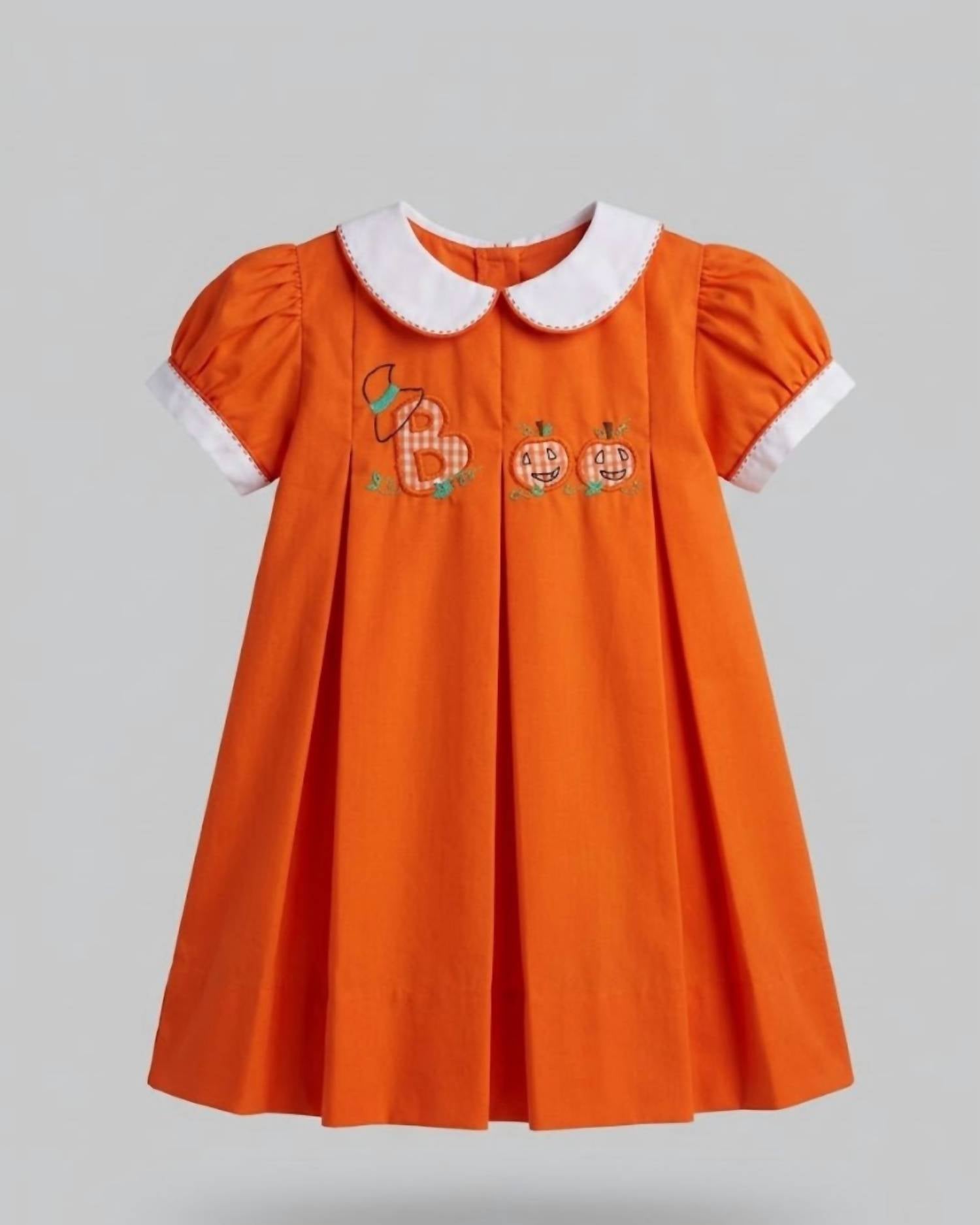 THE PROPER PEONY Girl's Aboo Pleated Dress in orange - kids' dress