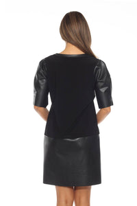 Joseph Ribkoff - Women's Faux Leather Puff Sleeve Dress