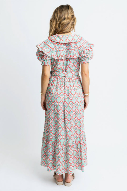 Karlie - Paris Floral Peter Pan Belted Maxi Dress