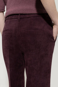 LUISA CERANO Flare Corduroy Trousers in burgundy - women's pants - view 4
