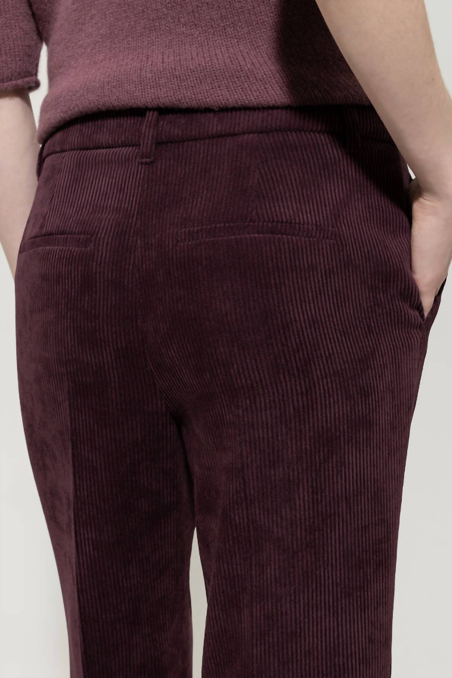 LUISA CERANO Flare Corduroy Trousers in burgundy - women's pants - view 4