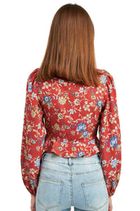 Emory Park - Lace Up Front Floral Top