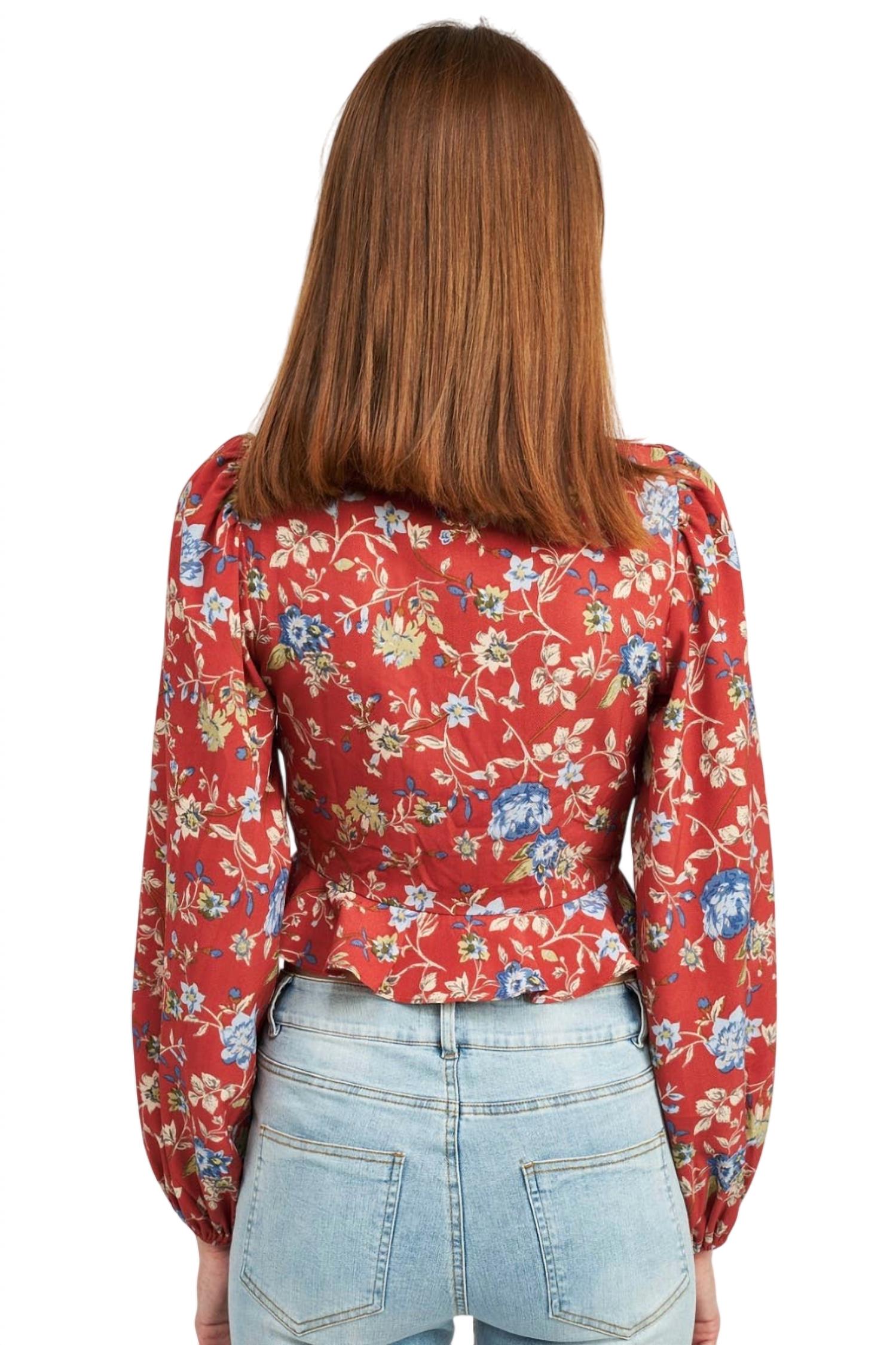 Emory Park - Lace Up Front Floral Top