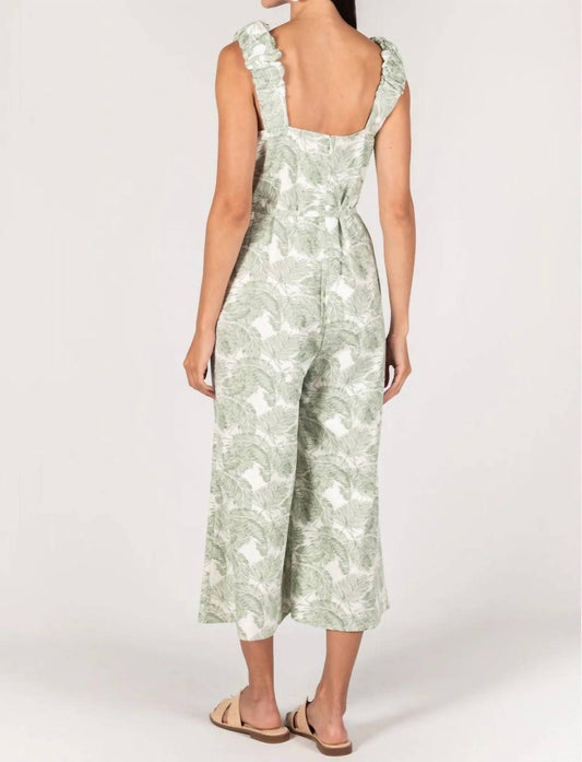 P.Cill - Linen Leaf Print Jumpsuit