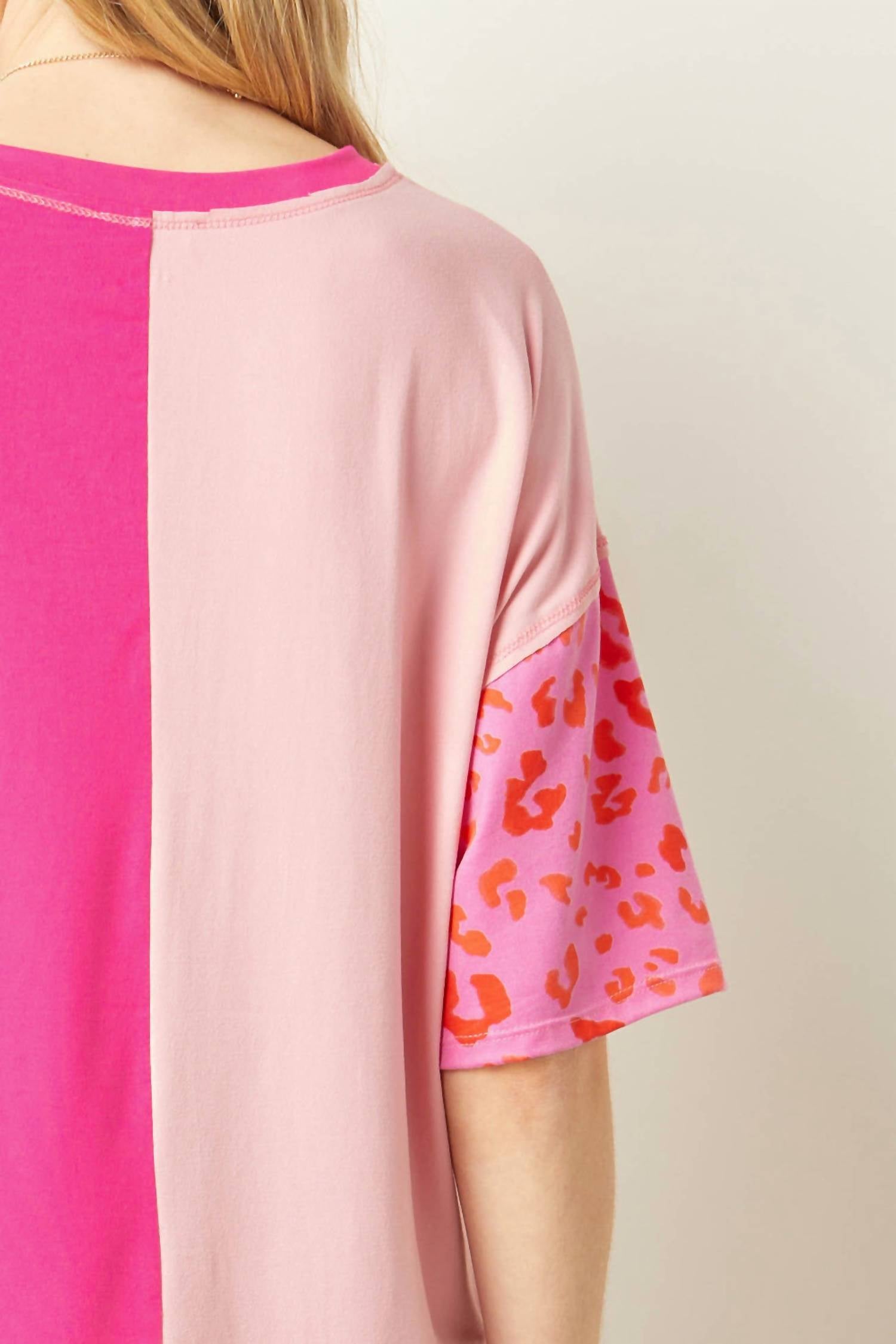Entro - Color Block Leopard Top