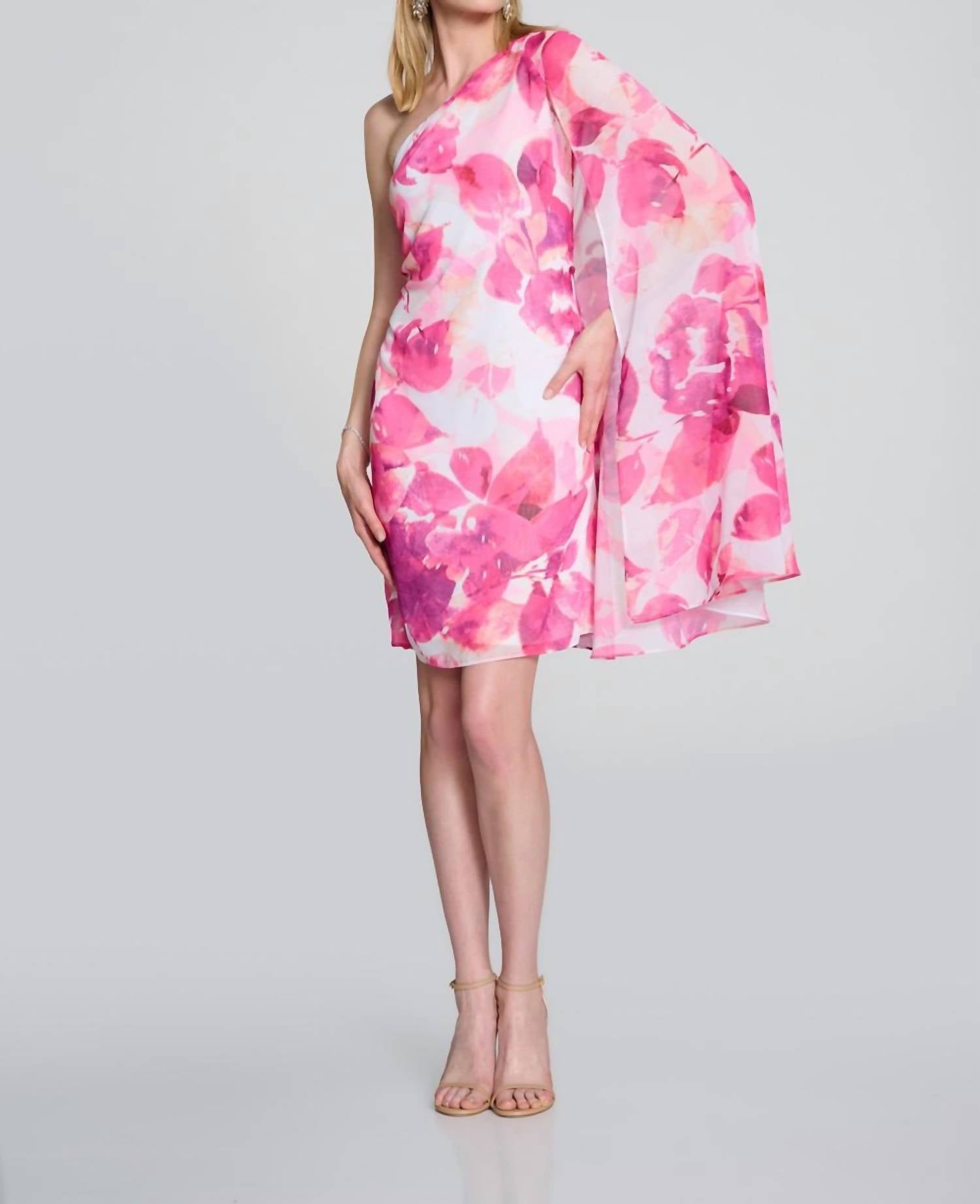 Joseph Ribkoff - Floral Print Cape Sleeve Dress