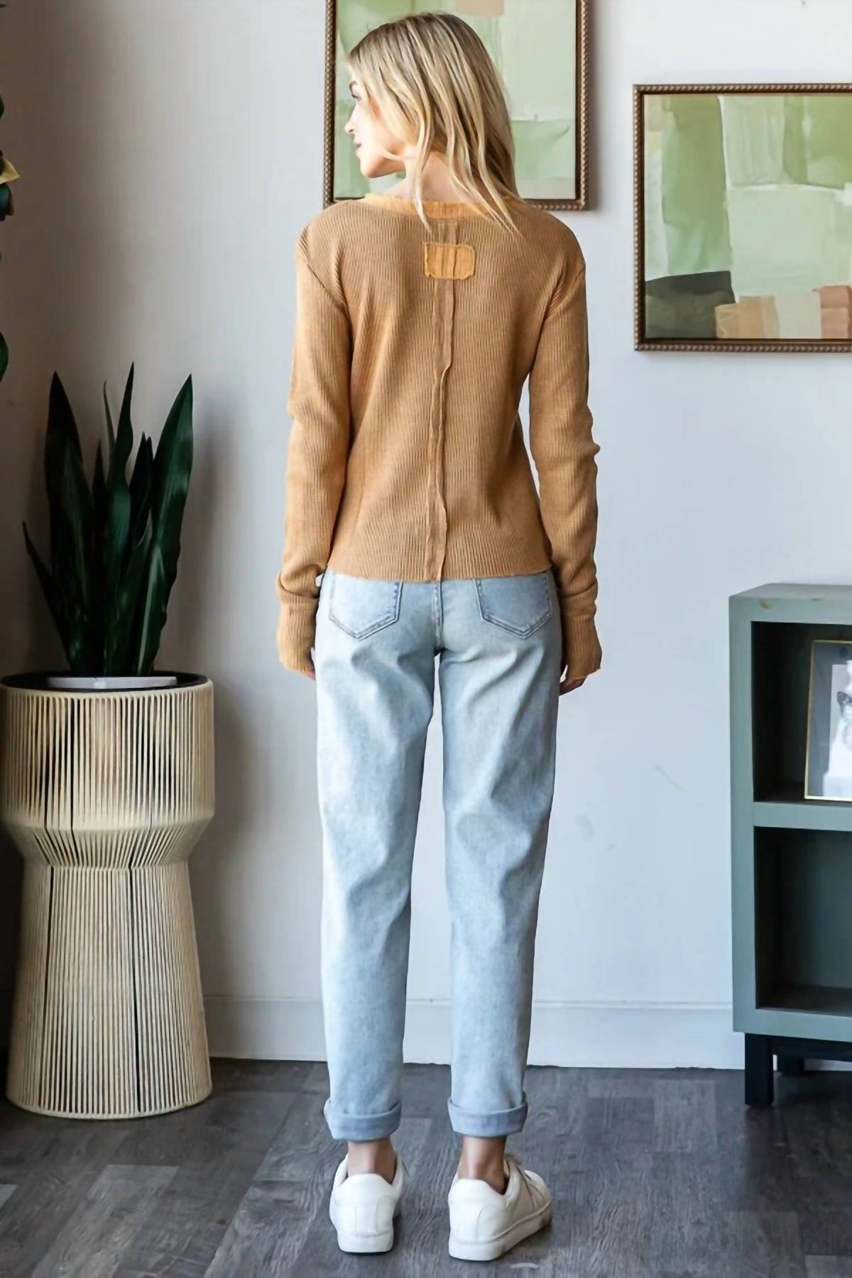 Oli & Hali - Mineral Washed Henley Neck Thermal Top