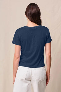 STATESIDE Supima Slub Jersey Short Sleeve V-neck Tee in new navy - women's t-shirt - alternate view