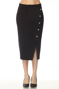 Joseph Ribkoff - Asymmetric Slit Midi Pencil Skirt