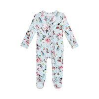 Posh Peanut - Baby Girls Ruffled Zippered Footie