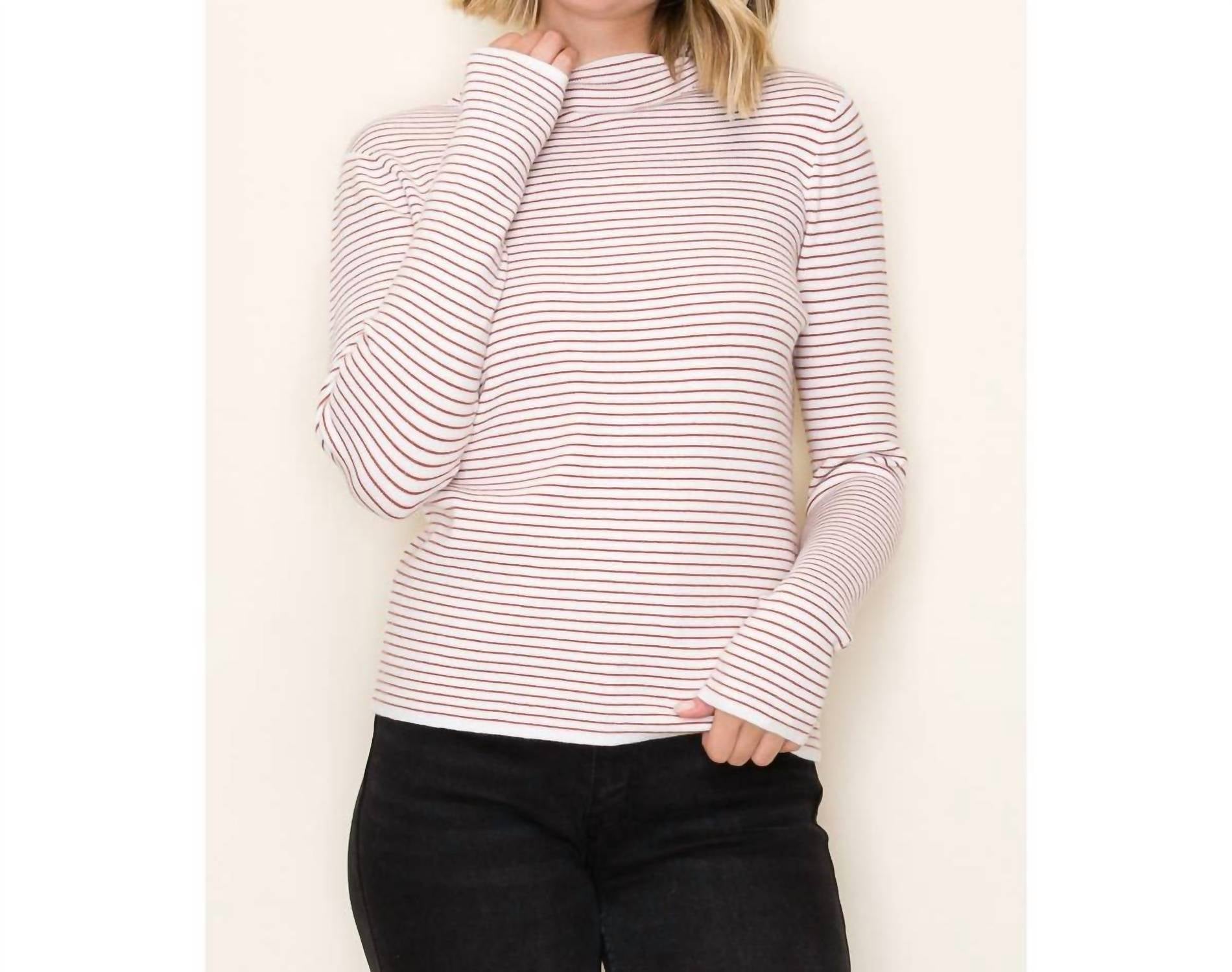 Staccato - Striped Mock Neck Sweater
