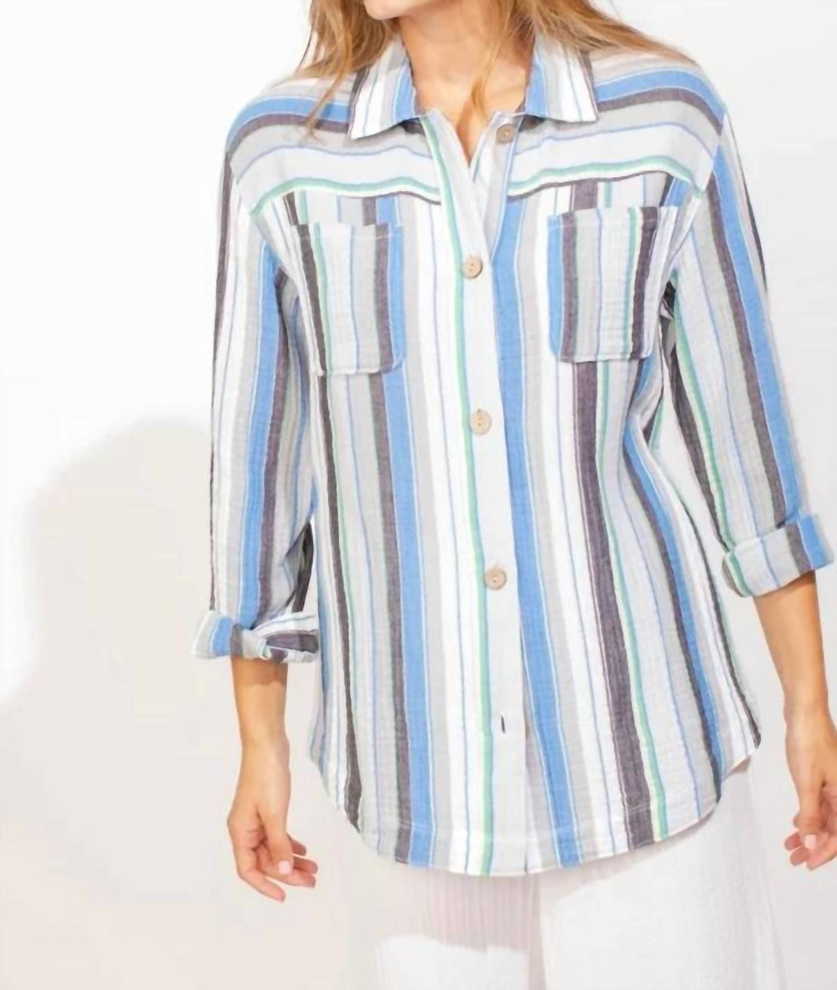 Escape By Habitat - Cabana Stripe Shacket Shirt