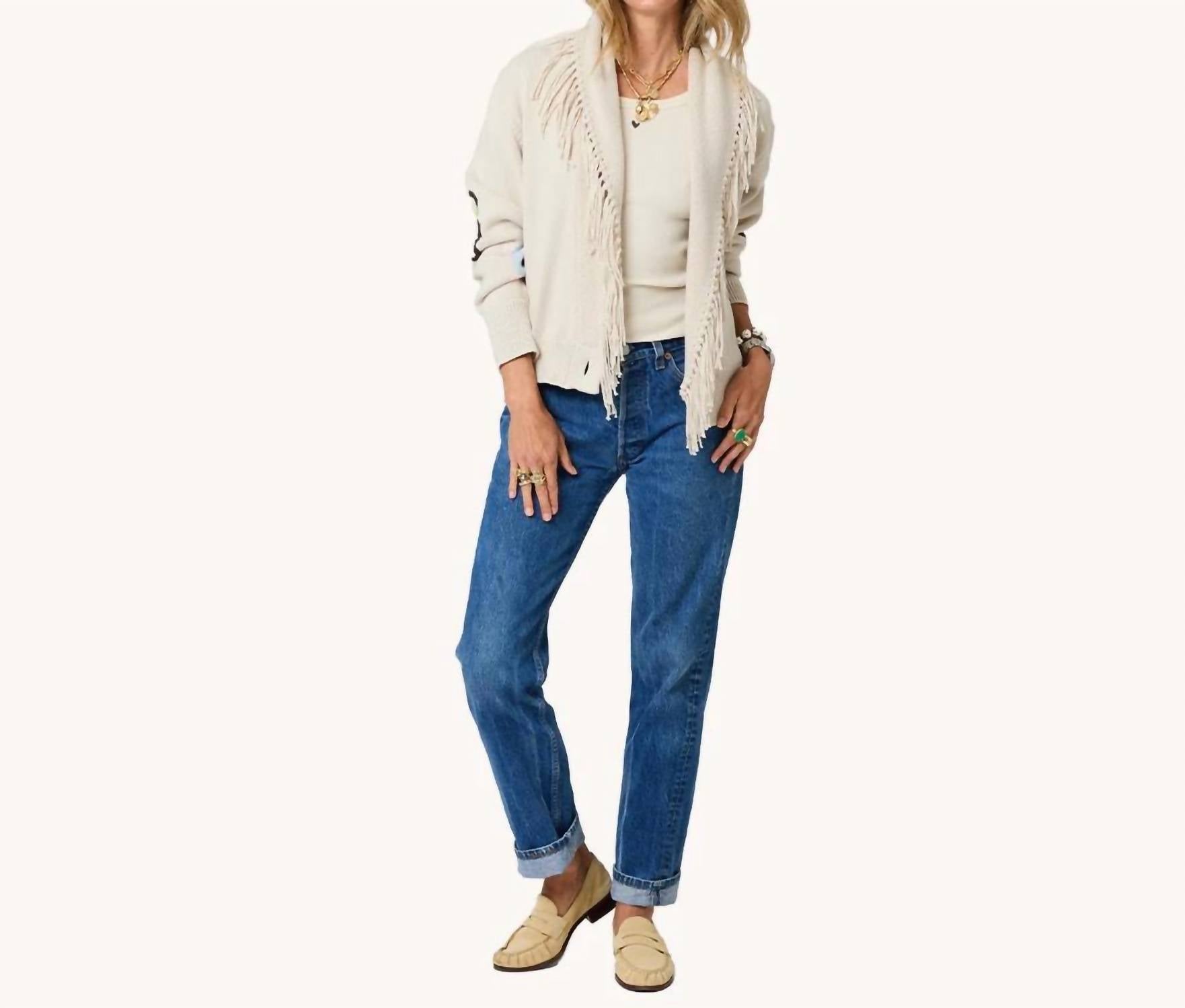 Kerri Rosenthal - Fringe Shawl Collar Cardigan