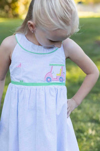 Florence Eiseman - Girls Golf Cart Seersucker Dress