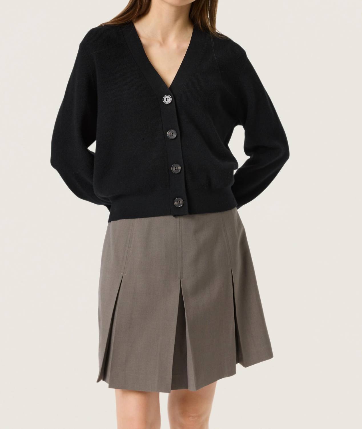 Soaked In Luxury - Sina Button V-neck Rib Knit Cardigan