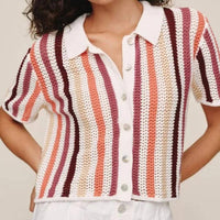 Bella Dahl - Short Sleeve Open Knit Button Down Top