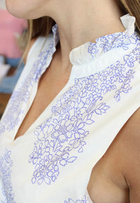 Entro - Ruffled Collared V-neck Mini Dress