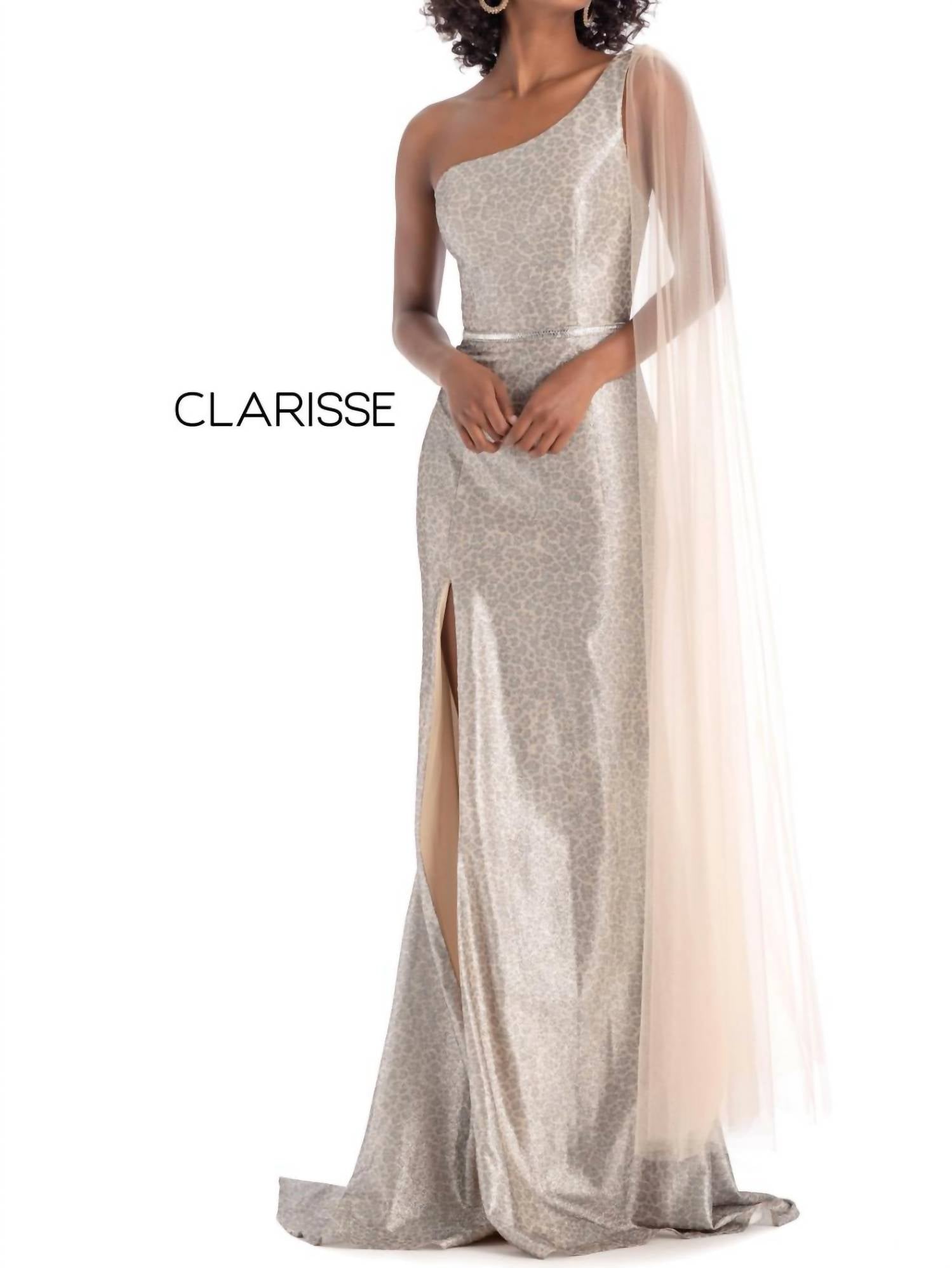 Champagne Print Evening Gown