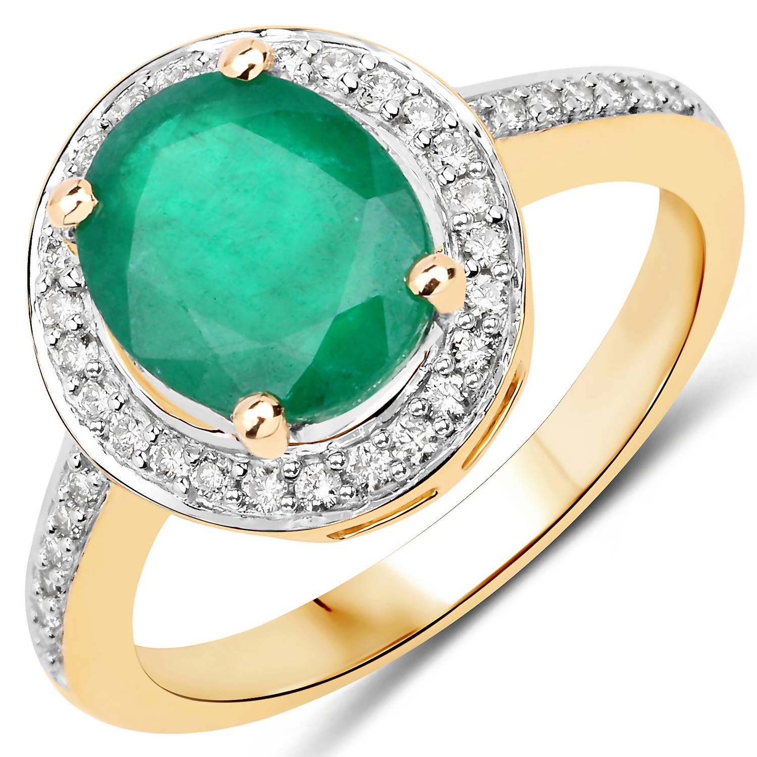 Diana M Jewels Women's Oval Natural Zambian Emerald Fashion Ring (1.87 Ct) - Classic With Diamond Accents in 14k yellow gold - women's jewelry