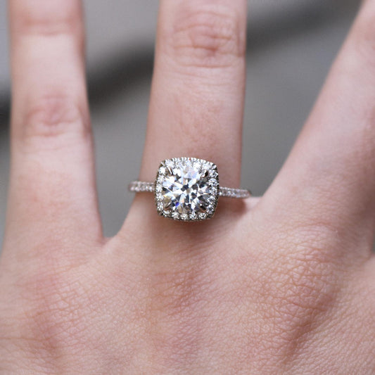 Allyanna Gifts - Women's Moissanite Halo Engagement Ring