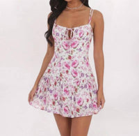 Sky To Moon - Floral Ruched Detail Corset Mini Dress