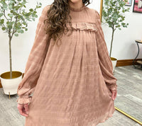 Listicle - Textured Long Sleeve Mini Dress