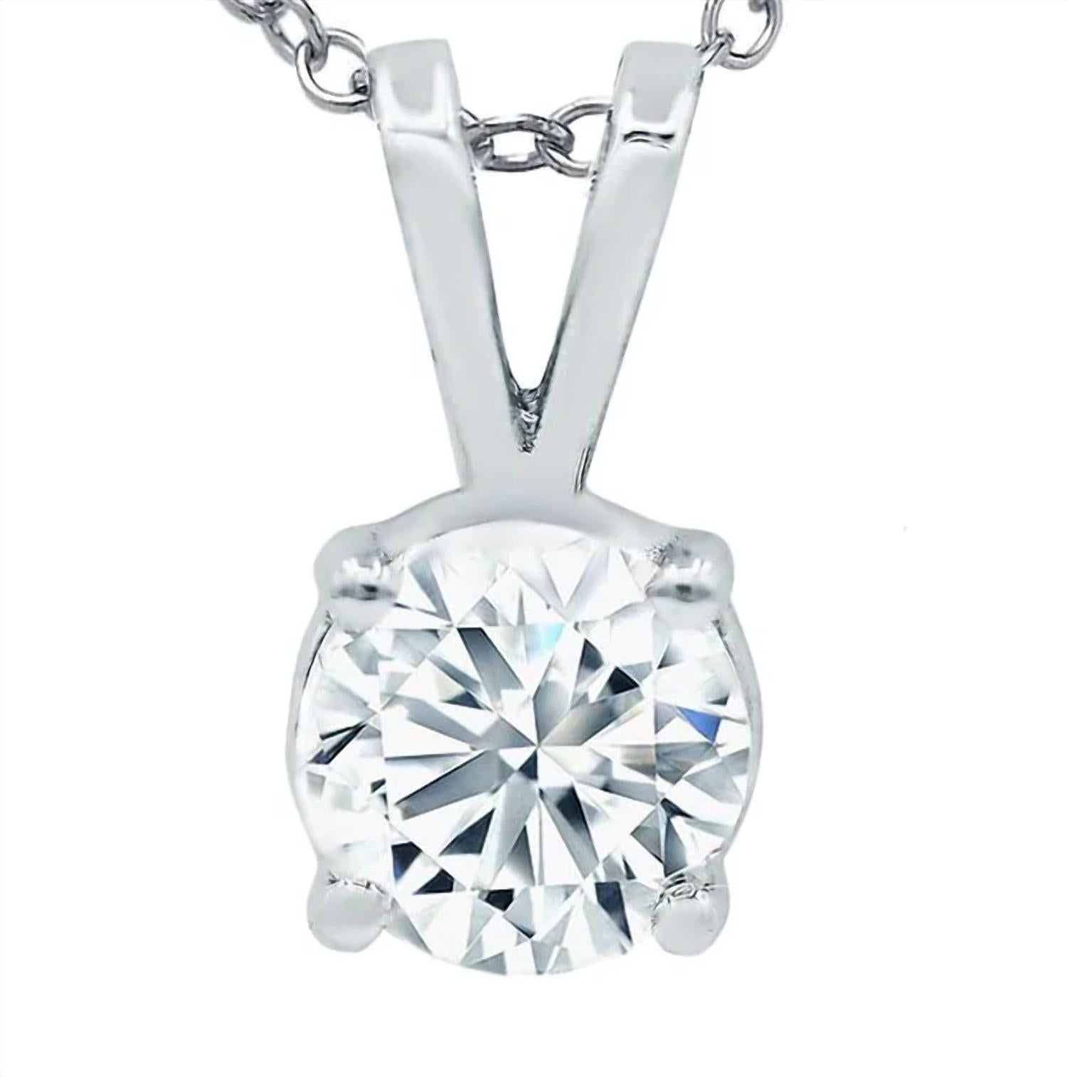 Diana M Jewels - 14kt 0.75 Cts Fine Lab Grown Diamond Solitaire Pendant Necklace