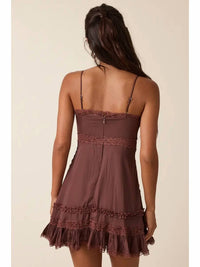 Sky To Moon - Alyssa Sweetheart Neck Lace Trim Mini Dress