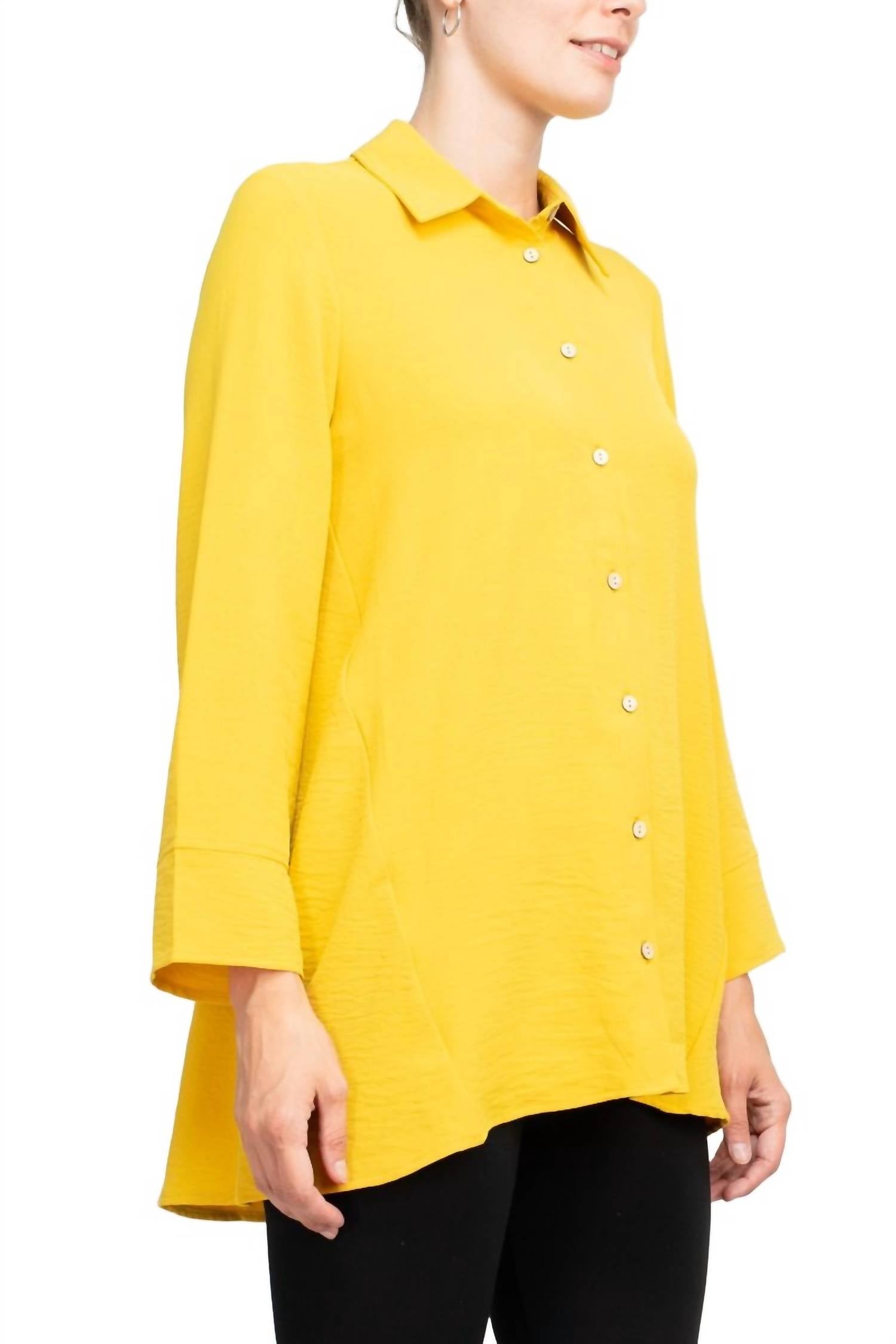 Counterparts - Women's Collared Sleeve Solid Button Down Shirt