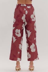 Entro - Woven Floral Wide Leg Pants