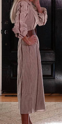 SAIL to SABLE Belted Shirt Dress in white chocolate - women's dress - detail view