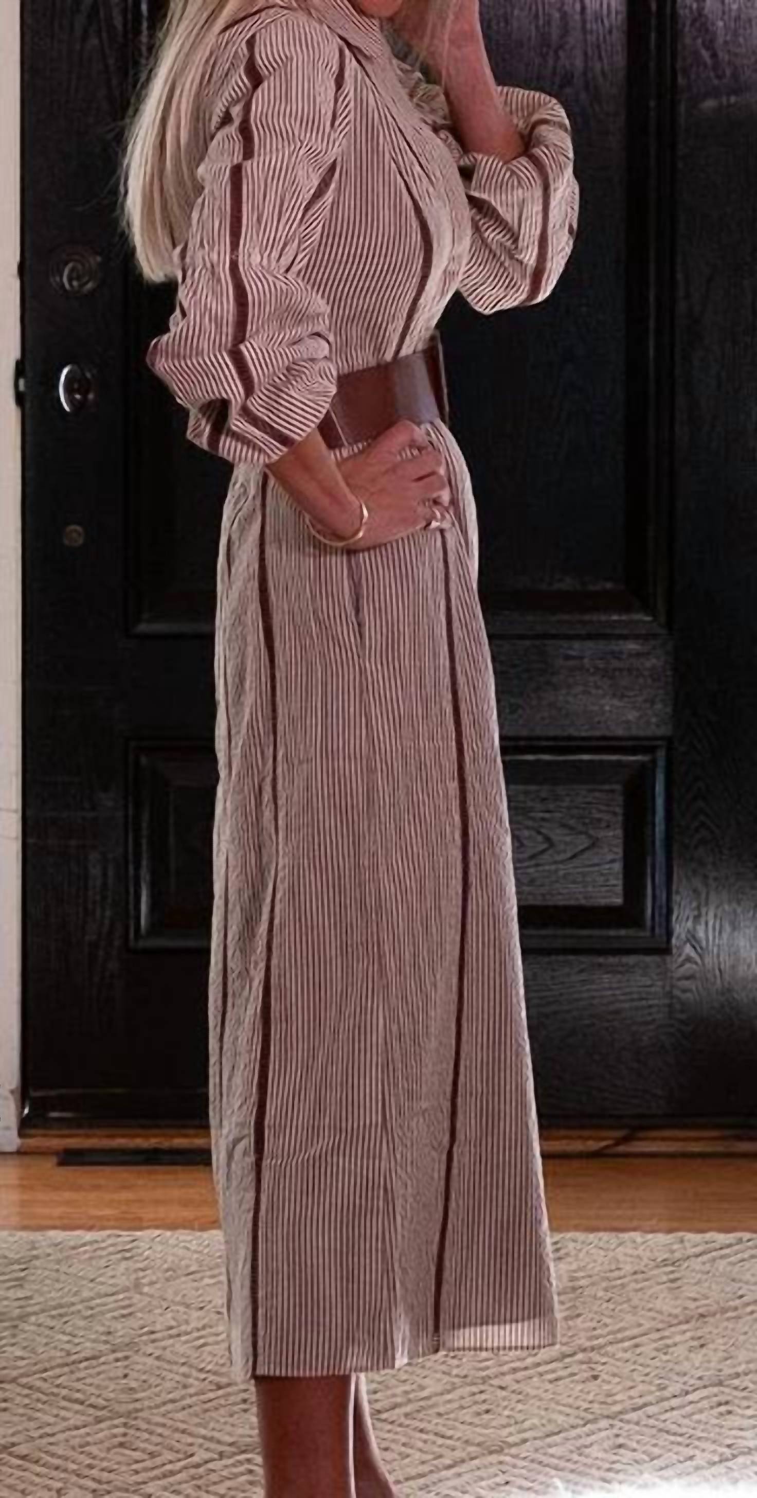 SAIL to SABLE Belted Shirt Dress in white chocolate - women's dress - detail view