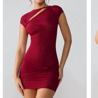 Oh Polly - Aurelia Mesh Cap Sleeve Cut Out Mini Dress