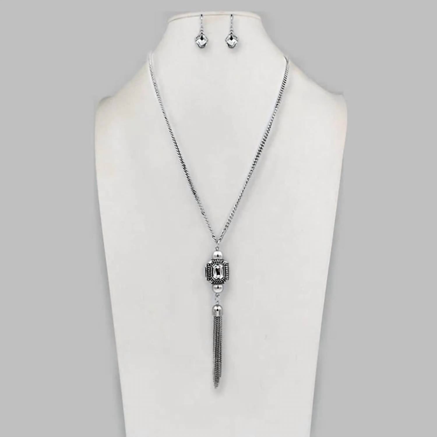Peaceful Village - Women's Crystal Cube Tassel Necklace