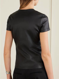 Stouls Leather T-shirt in black - women's t-shirt - alternate view