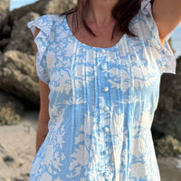 Pick Happy - Women's Ruffle Sleeve Pintuck Mini Dress