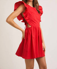 Le Lis - Ruffle Sleeve Lace Up Dress
