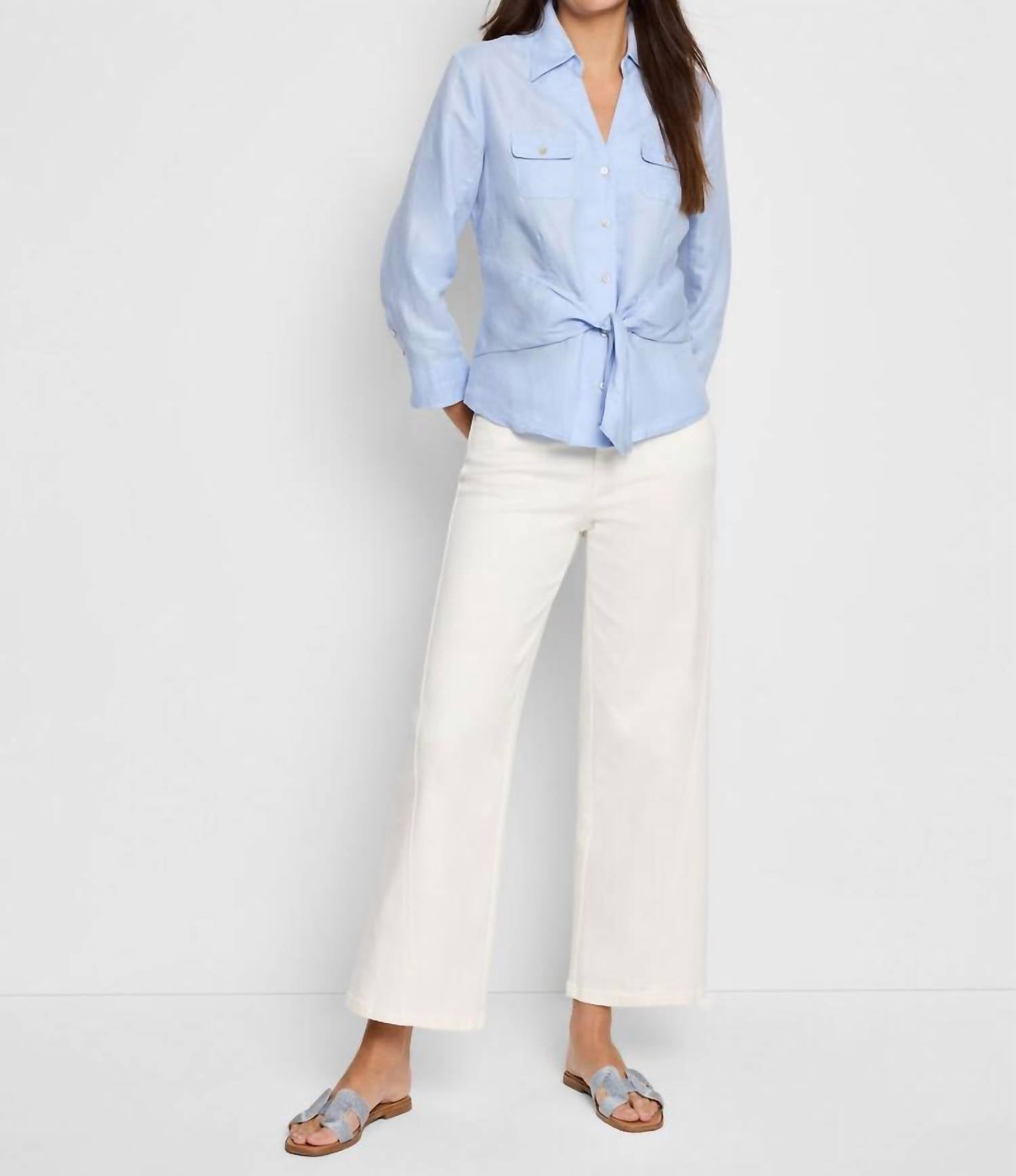 Nic + Zoe Isla Iconic Tie Front Shirt in powder blue - women's shirt - view 4