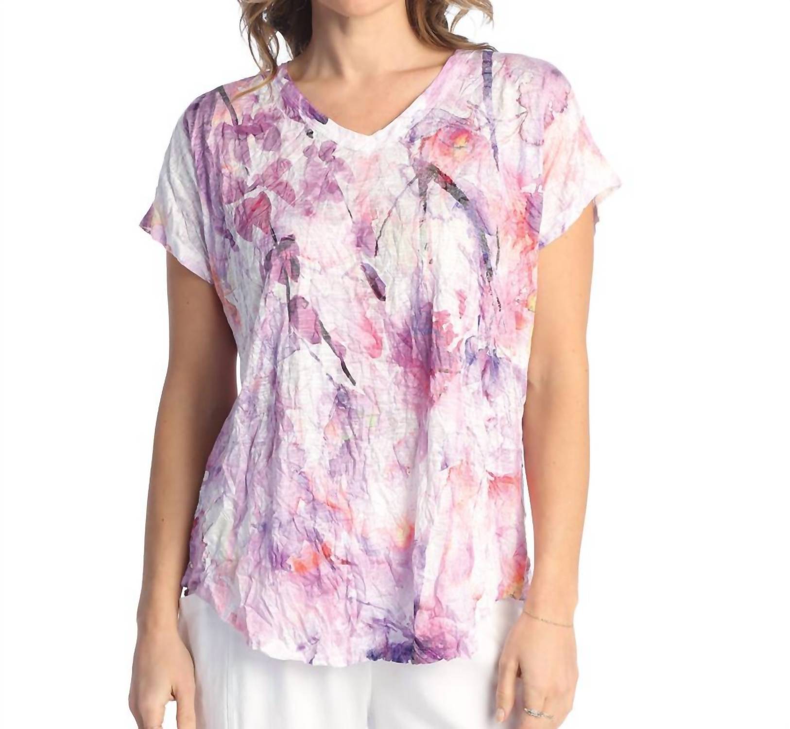 Jess & Jane Crushed Dolman Sleeve Top in wisteria - women's t-shirt