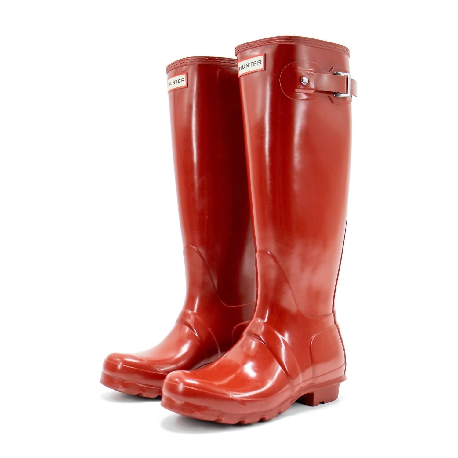 HUNTER Women's Original Tall Gloss Rain Boots in military red - women's shoe