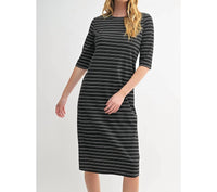 Fun 2 Fun - Quarter Sleeve Stripe Knit Dress