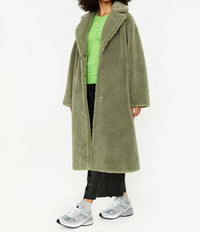 STAND STUDIO Maria Faux-fur Coat in sage green - women's jacket - view 5