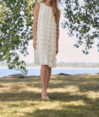 Joseph Ribkoff - Scalloped Sweater Knit A-line Dress
